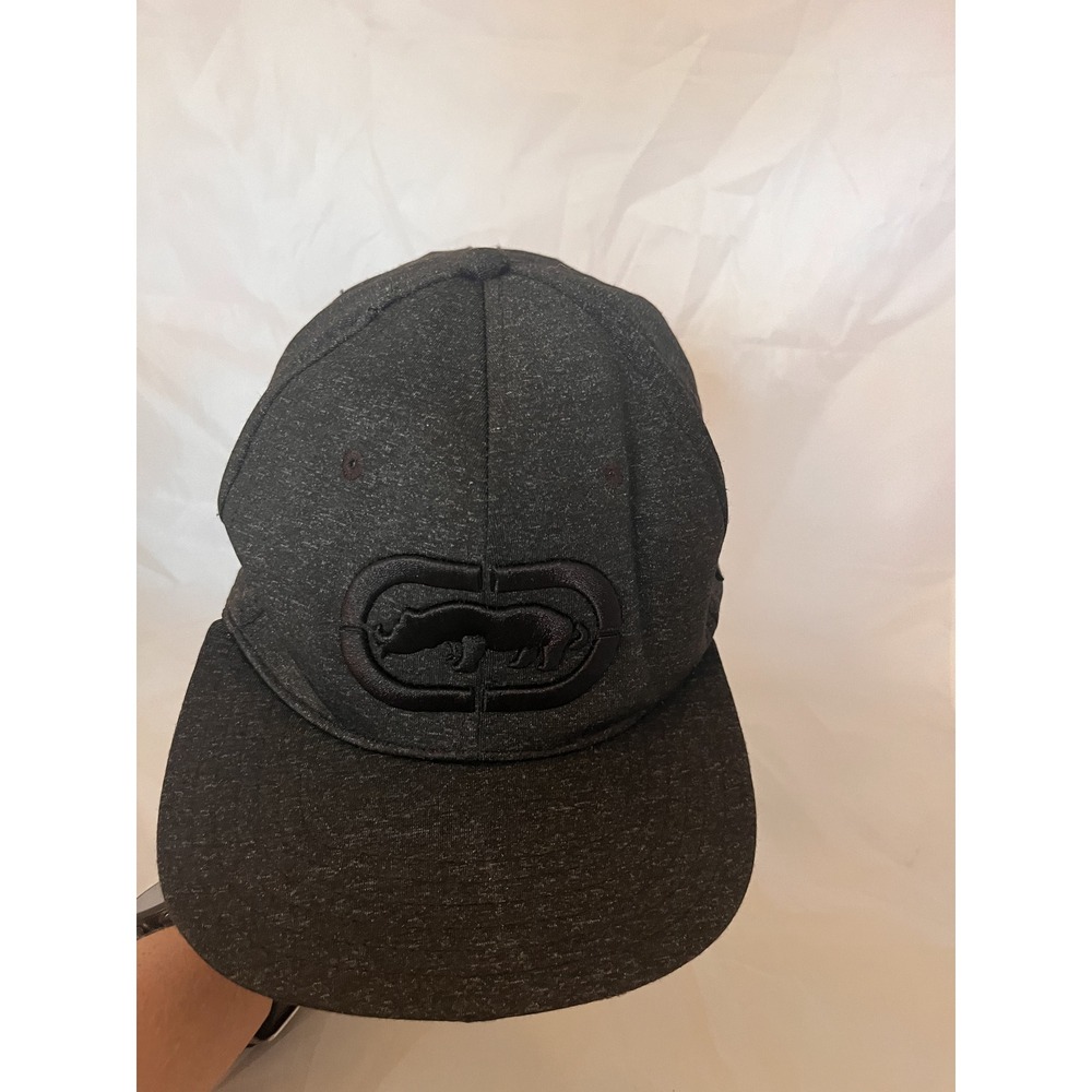 Ecko Unltd Mens Snapback Hat Charcoal Grey Heathered Rhino Logo Flat Brim OSFM